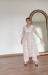 Urmi in Fizaa Chikankari Long Kurta in Muslin Cotton for Women- Grey Print